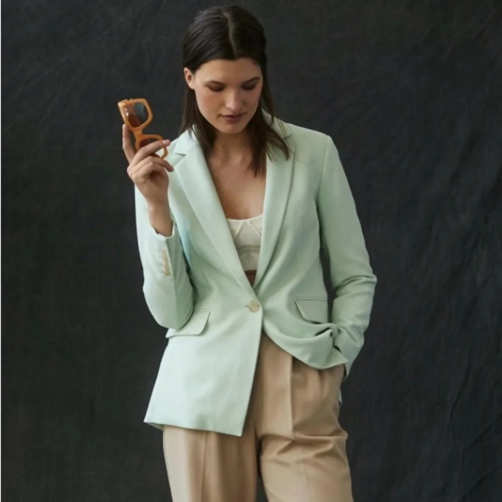 Anthropologie Maeve Afterparty Menswear Blazer in Moss